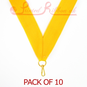 MEDALRIB_YELL10pk YELLOW Medal ribbon with ring & clip - Pack of 10