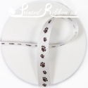 WHITE 16mm grossgrain Ribbon with brown paw print, 20m roll