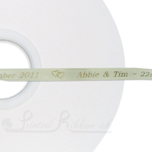 PW7CREM50M CREAM 7mm Personalised Printed wedding ribbon - 50m roll