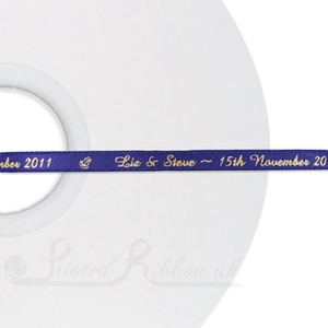 PW7PURP50M PURPLE 7mm Personalised Printed wedding ribbon - 50m roll