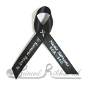 Black plain satin woven awareness / cause / charity ribbon and pin attachment