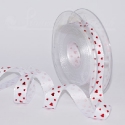 white 16mm ribbon with reised red hearts print