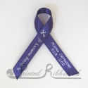 PURPLE plain satin woven awareness / cause / charity ribbon and pin attachment