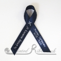 NAVY BLUE plain satin woven awareness / cause / charity ribbon and pin attachment