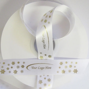XS25SWHT50M 25mm Christmas Smooth White double faced satin ribbon, 50m roll