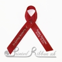 CARDINAL RED plain satin woven awareness / cause / charity ribbon and pin attachment