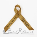 GOLD plain satin woven awareness / cause / charity ribbon and pin attachment