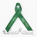 EMERALD GREEN plain satin woven awareness / cause / charity ribbon and pin attachment