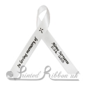 SMOOTH WHITE plain satin woven awareness / cause / charity ribbon and pin attachment