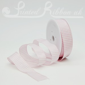 GI25LPNK25M 25mm Light Pink Gingham Ribbon, 25m roll