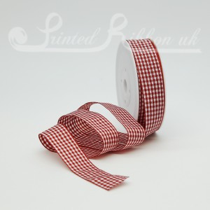 GI25RED25M 25mm Red Gingham Ribbon, 25m roll