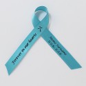 TURQUOISE satin woven awareness / cause / charity ribbon and pin attachment