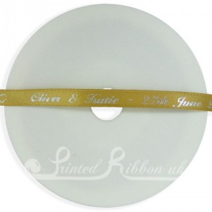 PR7GOLD50M GOLD 7mm wide Personalised Custom Printed Satin Ribbon - 50m roll