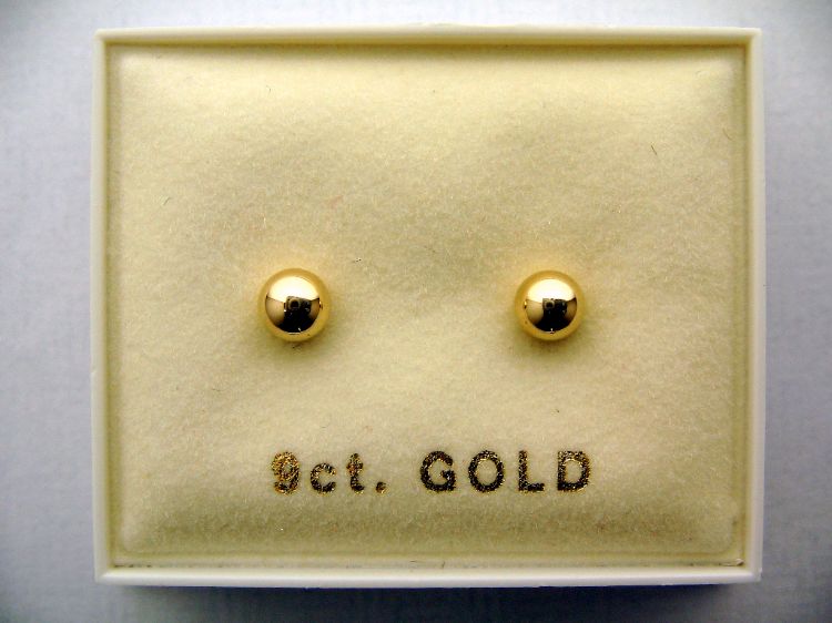 9ct Gold Ball Stud Earrings For Pierced Ears                                                                                                                                                                                                                   