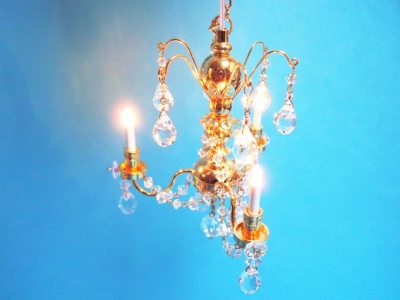 A beautiful chandelier, real crystal droplets.