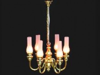 Dolls house chandelier with 6 chimney shades