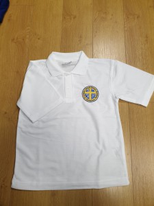 STJOSEPHS PE POLO SHIRT WHITE WITH LOGO
