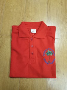 ST GILES POLO RED WITH LOGO