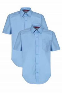 BOYS BLUE SHORT SLEEVE SHIRTS - TWIN PACK