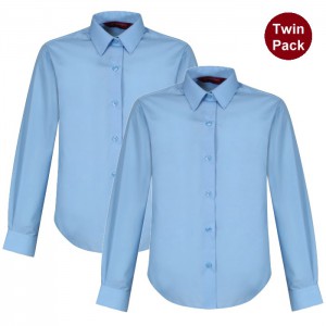 BOYS BLUE LONG SLEEVE SHIRTS - TWIN PACK