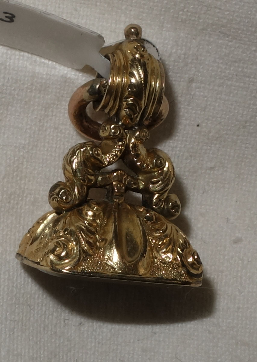 Fob Gold engraved seal c1950