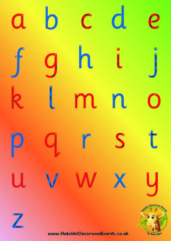 LETTER FORMATION POSTER BOARD RAINBOW. ALTERNATIVE LETTER STYLES AVAILABLE