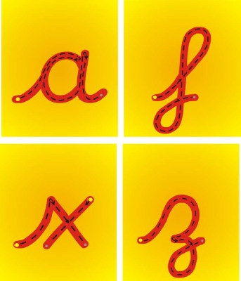 SET OF 26 INDIVIDUAL CURSIVE STYLE 5 LETTER FORMATION PLAQUES
