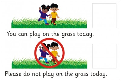 AREA SIGN - YOU CAN/CANNOT PLAY ON THE GRASS TODAY