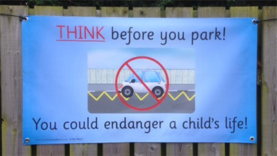 1.2m Think Before You Park Banner with eylets