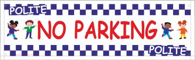 2m White No Parking Banner with eylets
