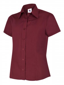 Ladies Poplin Half Sleeve Shirt Burgundy