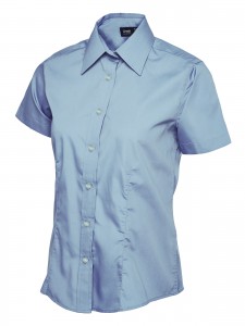 Ladies Poplin Half Sleeve Shirt Light Blue