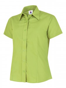 Ladies Poplin Half Sleeve Shirt Lime