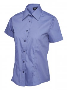 Ladies Poplin Half Sleeve Shirt Mid Blue