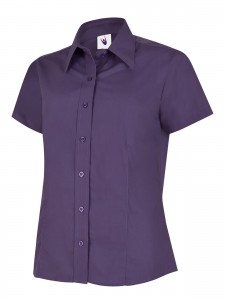 Ladies Poplin Half Sleeve Shirt Purple