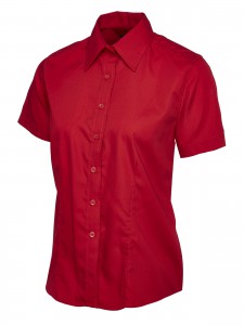 Ladies Poplin Half Sleeve Shirt Red