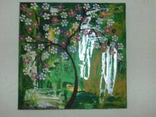 The Blossom Tree full of jewels,  acrylic painting on canvas