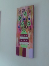 Art Deco vase with embroidered flowers