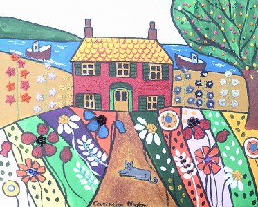 The Red House and Colourful Dancing Flowers by the Sea 16