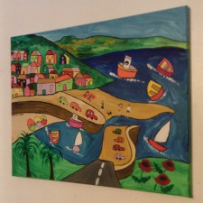Colourful Naive Painting of Mousehole Harbour 3
