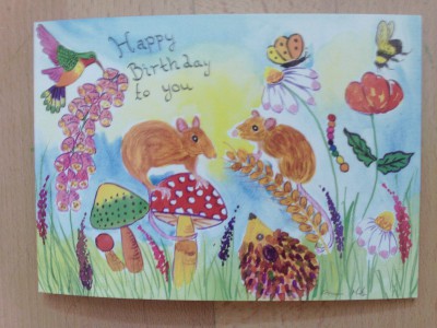 Mice among flowers Birthday card