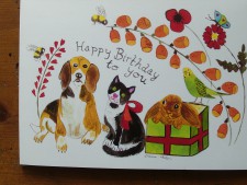 Dog, cat Birthday card