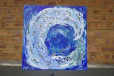 A large Abstract wave with a school of Fish