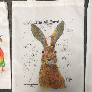 Hare tote bags