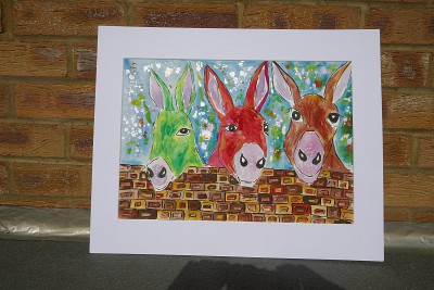 Three colourful quirky Donkeys
