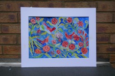 Colourful Birds on Doodle Flowers