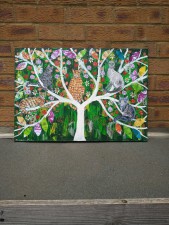 Colourful Tree with Whimsical Cats 23.5