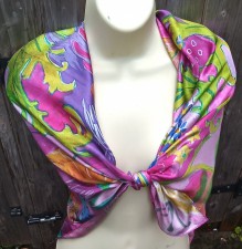 Mulberry silk scarf, The Pink Flower Garden, 90 cm X 90 cm