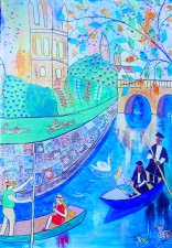Oxford Punting by Magdalene Bridge Glass Chopping Board