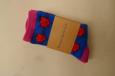 Quirky Blue and Red boarder Sheep 90% Cotton Socks size 4 - 8